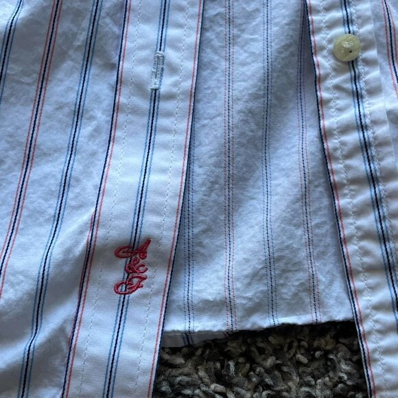 Share Vintage Abercrombie & Fitch Shirt Women L White Striped Long Sleeve Cotton - Picture 4 of 7